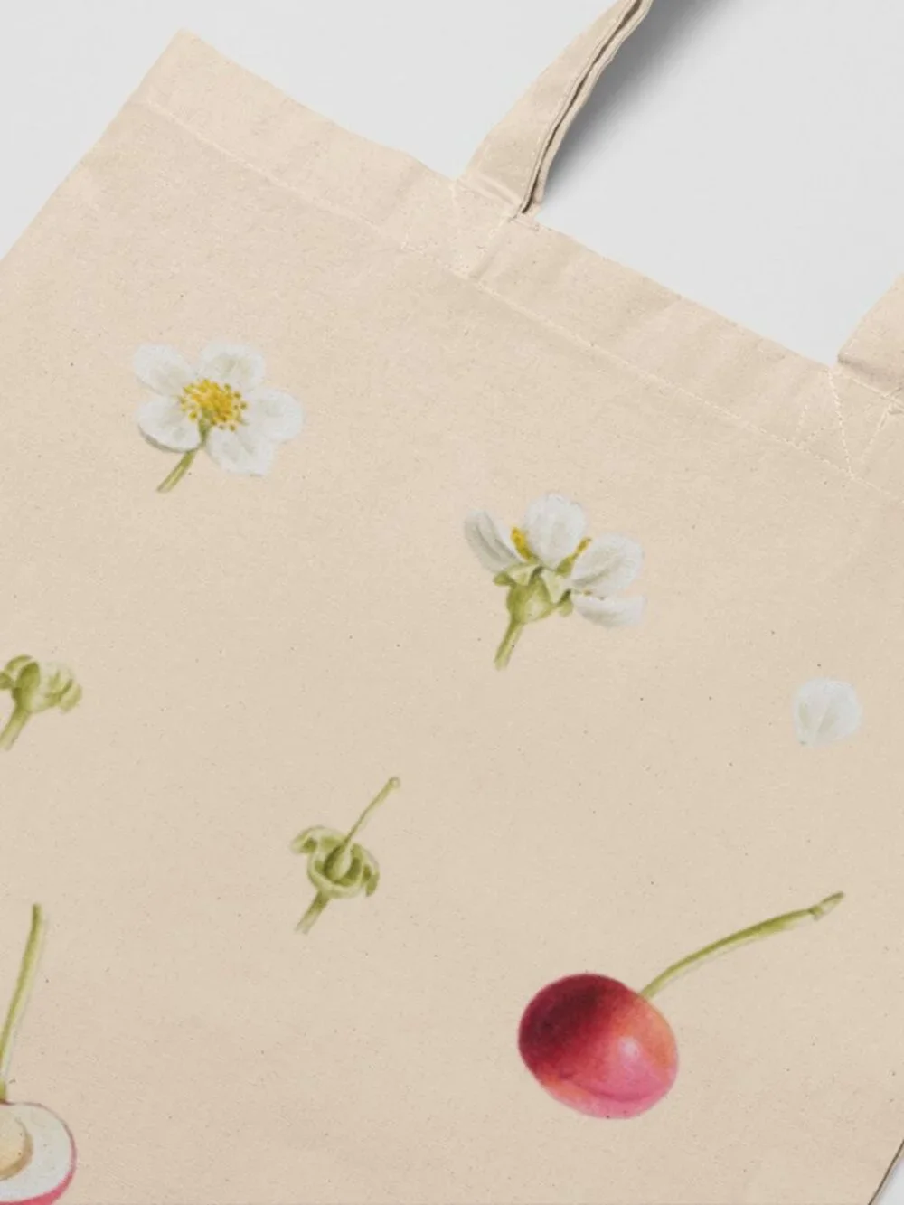 Sour Cherry Vintage Floral Print Graphic Canvas Tote Bag